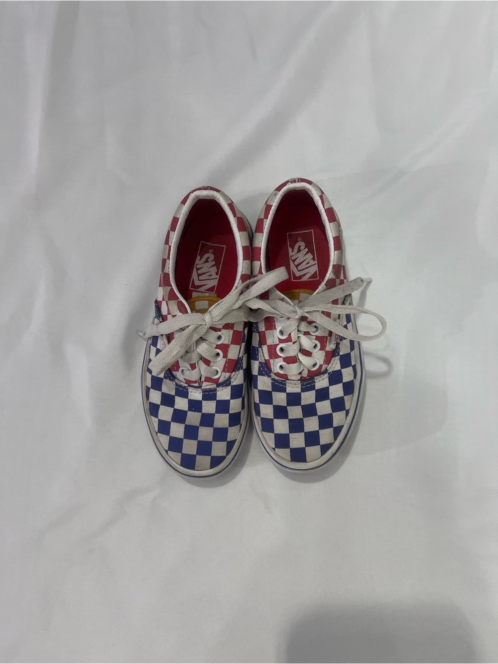 Vans Kids Checkerboard Sneakers Red Blue Yellow Size 13